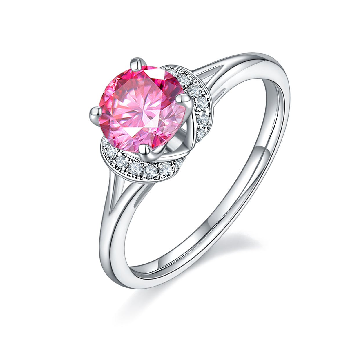1.0 CT D Color Moissanite True Love Ring in White Gold Plated Sterling Silver#2