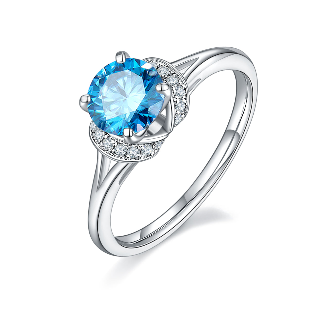 1.0 CT D Color Moissanite True Love Ring in White Gold Plated Sterling Silver#3