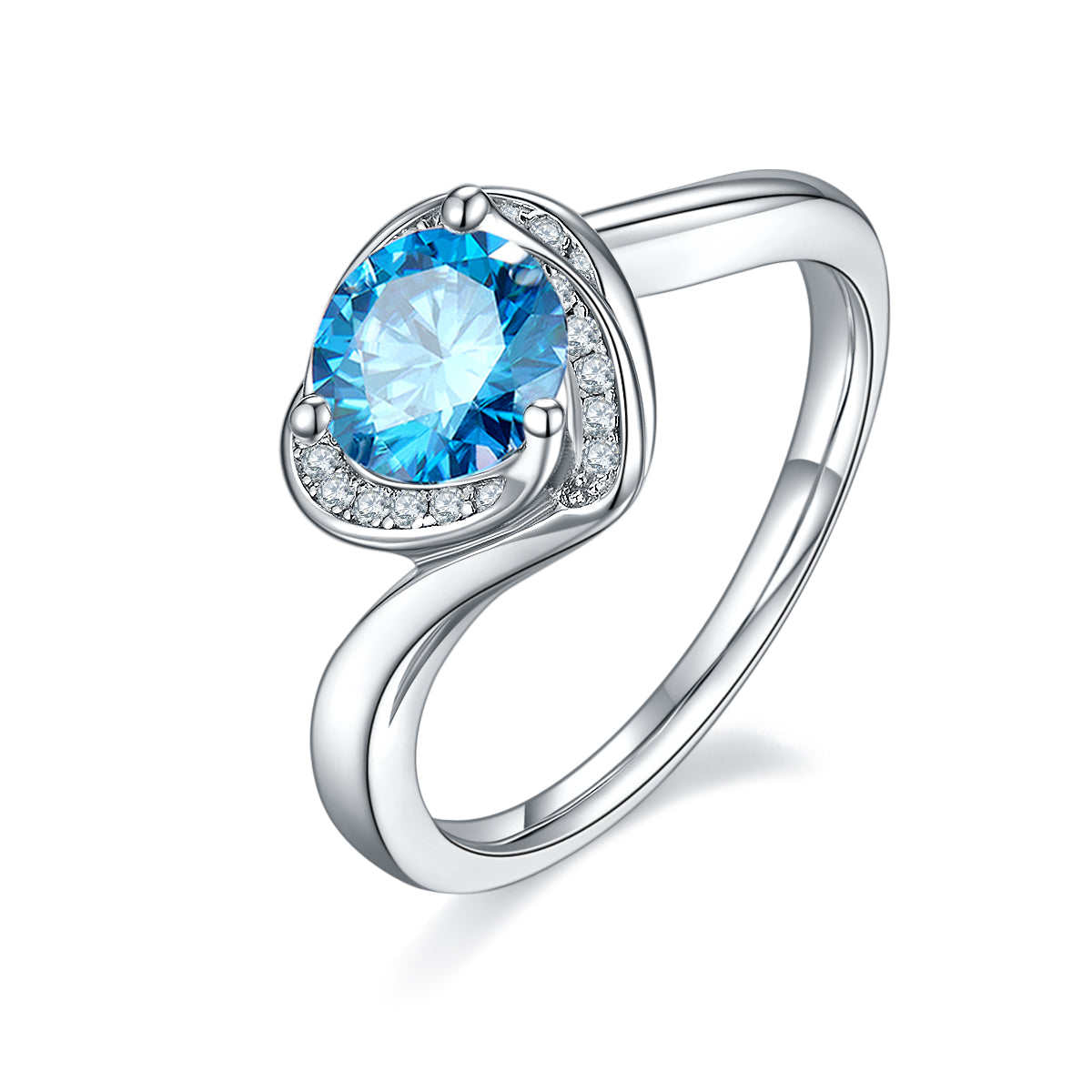 1.0 CT D Color Moissanite Blooming Heart Ring in White Gold Plated Sterling Silver#3