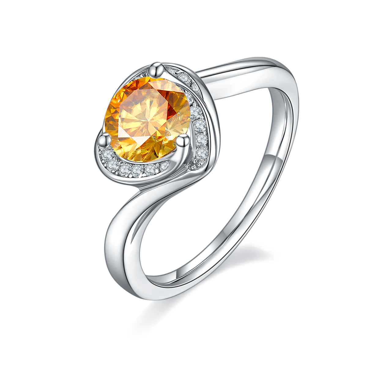1.0 CT D Color Moissanite Blooming Heart Ring in White Gold Plated Sterling Silver#1