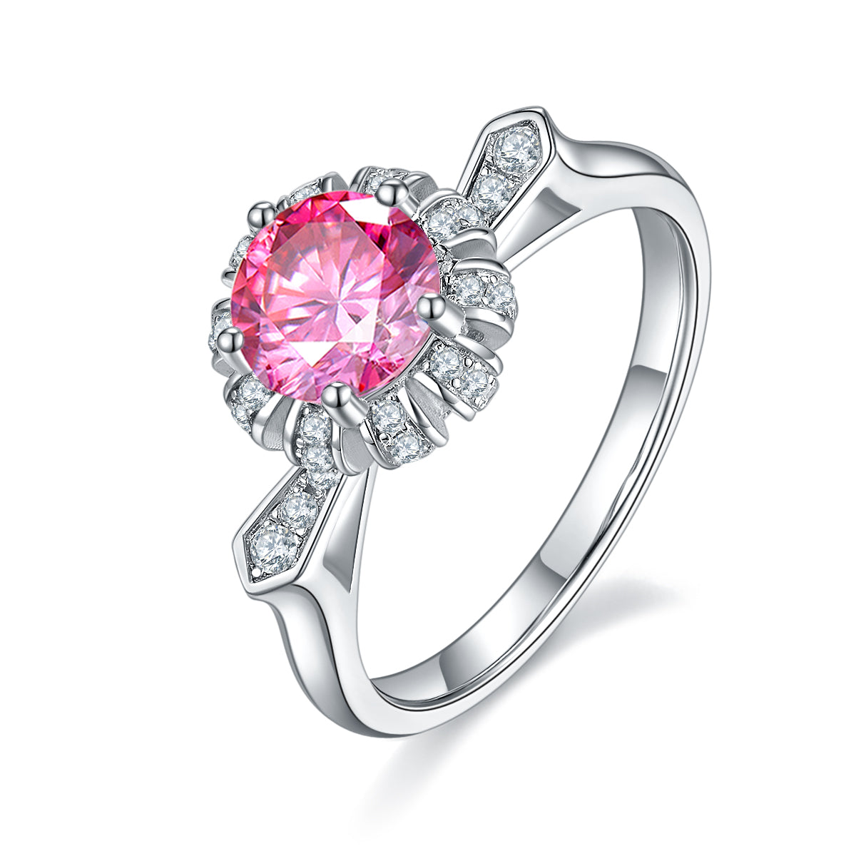1.0 CT D Color Moissanite Alluring Custom Ring in White Gold Plated Sterling Silver#2