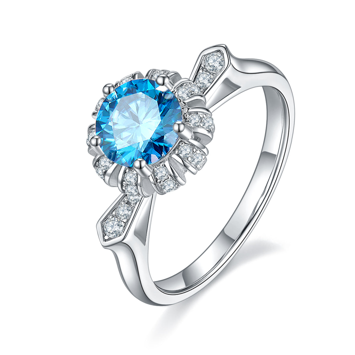 1.0 CT D Color Moissanite Alluring Custom Ring in White Gold Plated Sterling Silver#3