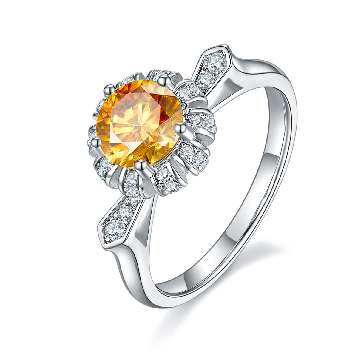 1.0 CT D Color Moissanite Alluring Custom Ring in White Gold Plated Sterling Silver#1