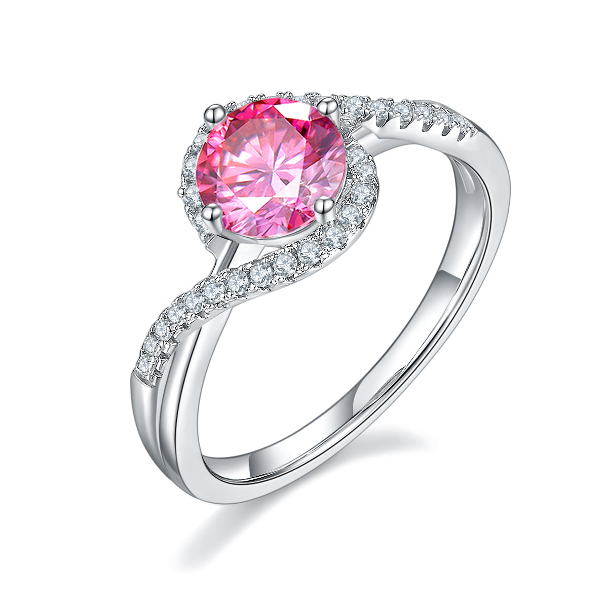 1.0 CT D Color Moissanite Angel Eyes Custom Ring in White Gold Plated Sterling Silver#3