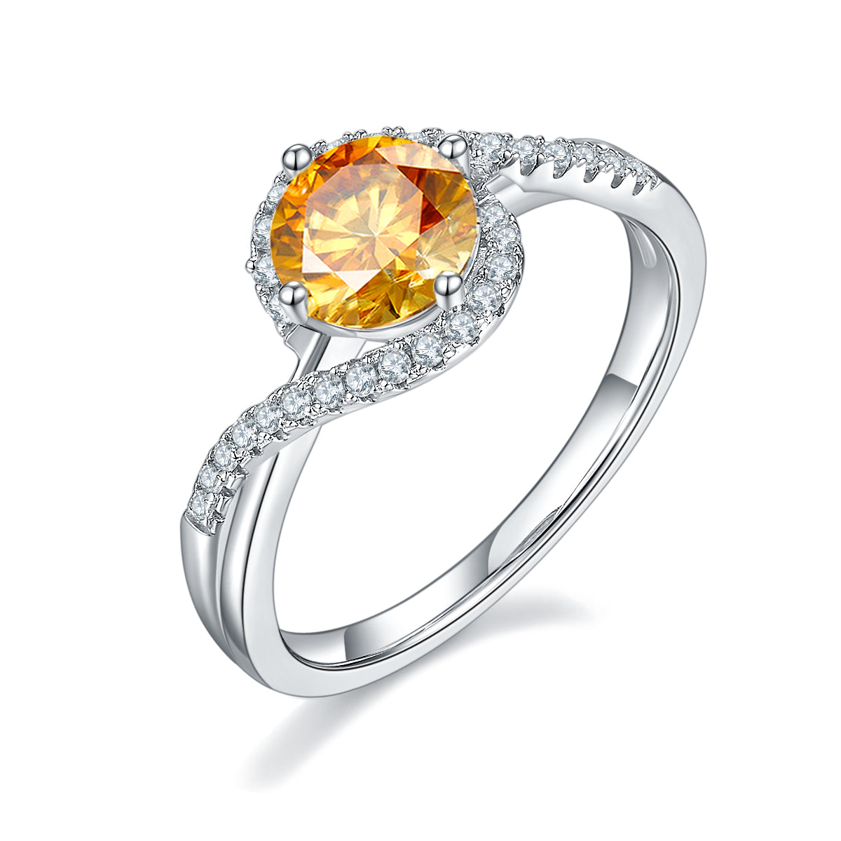 1.0 CT D Color Moissanite Angel Eyes Custom Ring in White Gold Plated Sterling Silver#2