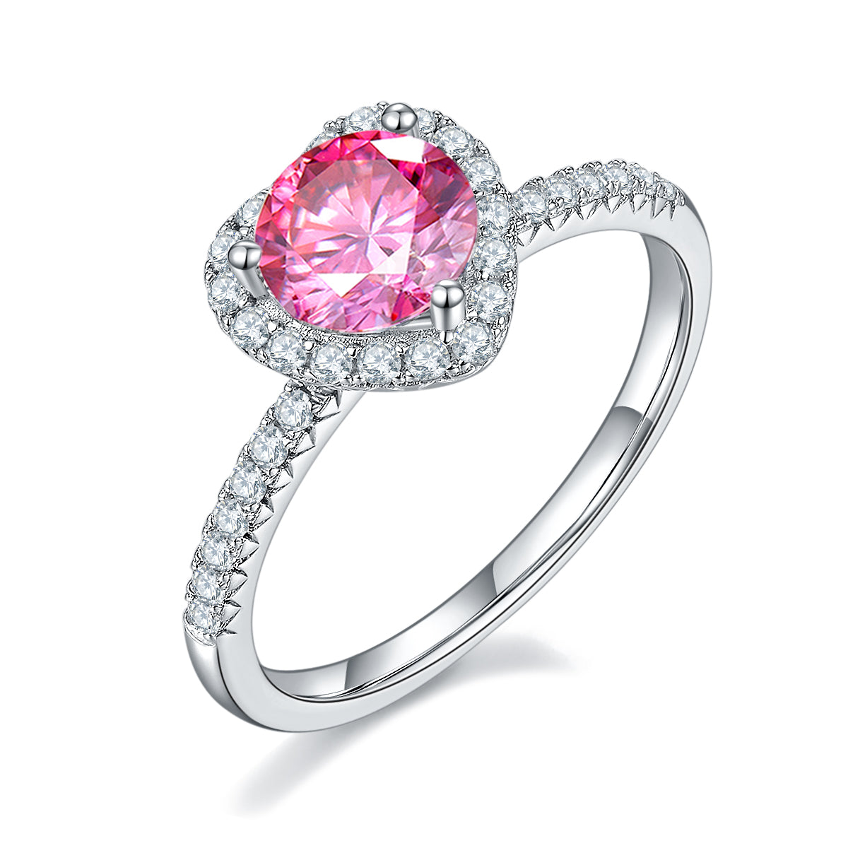 1.0 CT D Color Moissanite Wholehearted Ring in White Gold Plated Sterling Silver#2