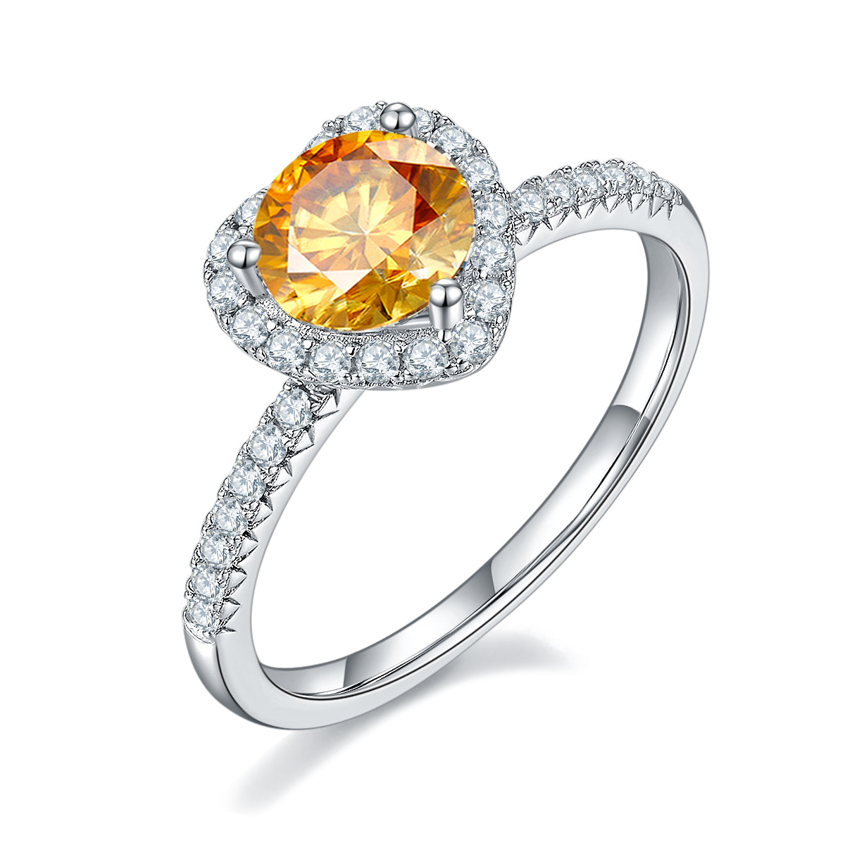 1.0 CT D Color Moissanite Wholehearted Ring in White Gold Plated Sterling Silver#1