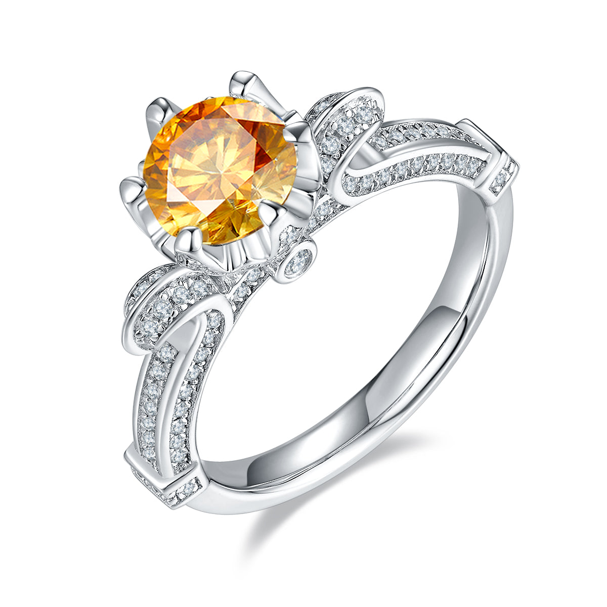 1.0 CT D Color Moissanite Swan Lake Custom Ring in White Gold Plated Sterling Silver#1