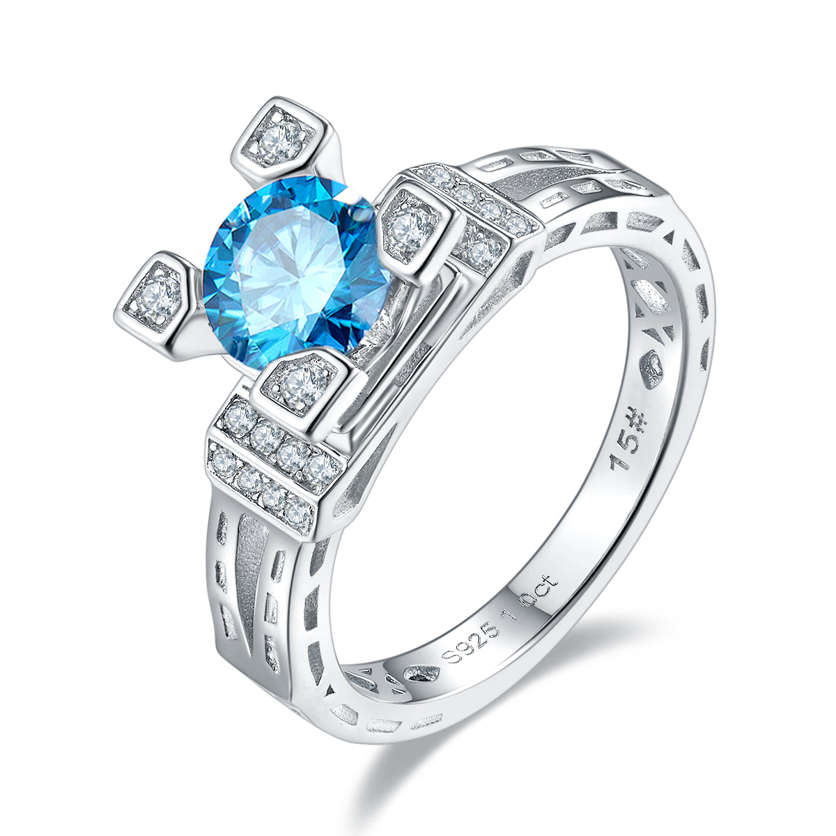 1.0 CT D Color Moissanite Eiffel Tower Custom Ring in White Gold Plated Sterling Silver#3