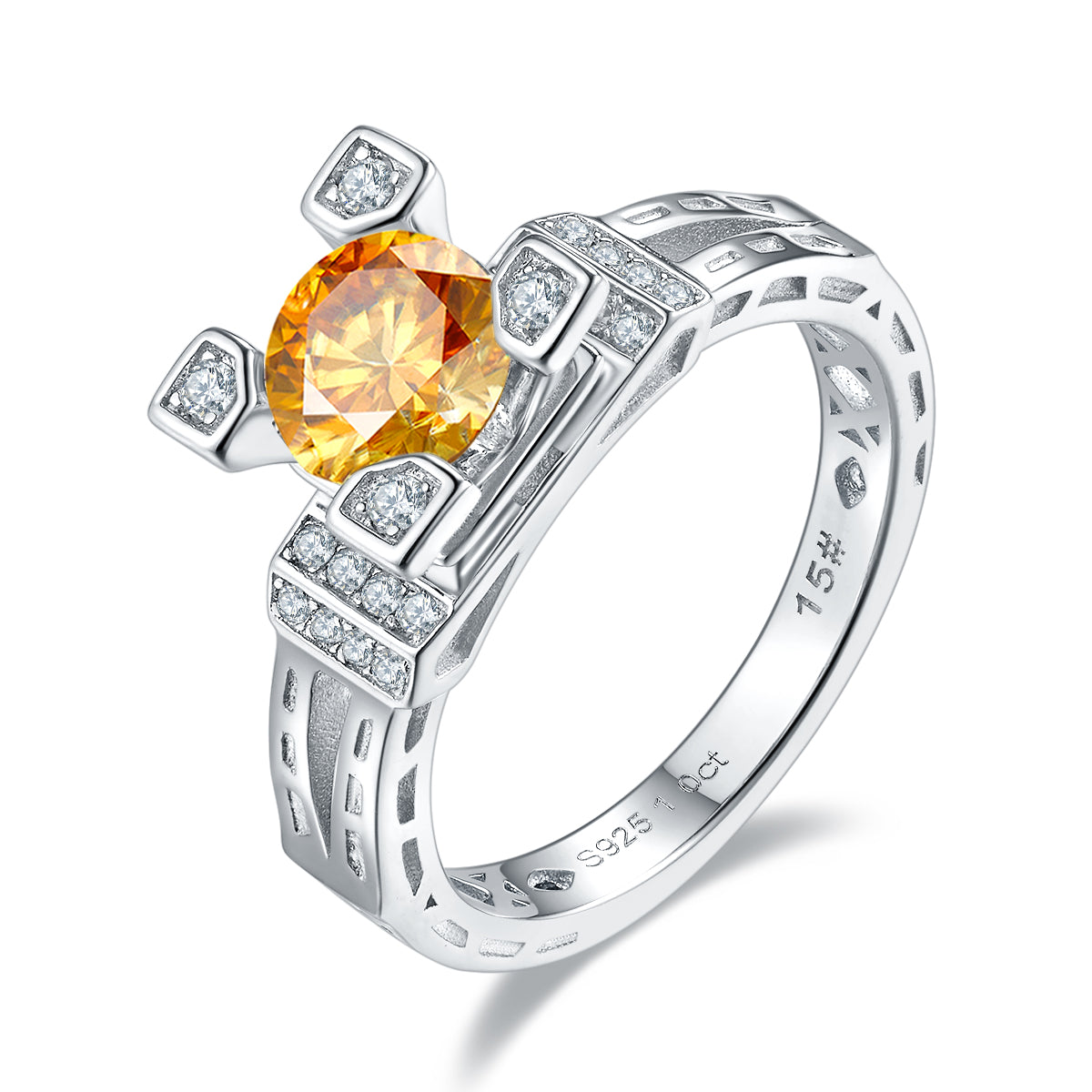 1.0 CT D Color Moissanite Eiffel Tower Custom Ring in White Gold Plated Sterling Silver#1