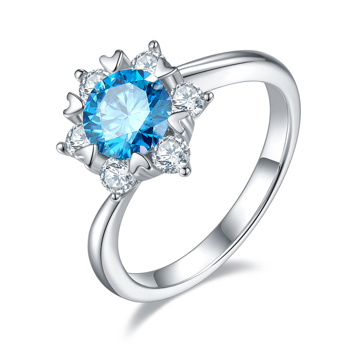1.0 CT D Color Moissanite Star Flower Custom Ring in White Gold Plated Sterling Silver#3