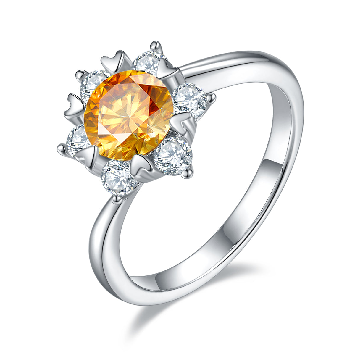 1.0 CT D Color Moissanite Star Flower Custom Ring in White Gold Plated Sterling Silver#1