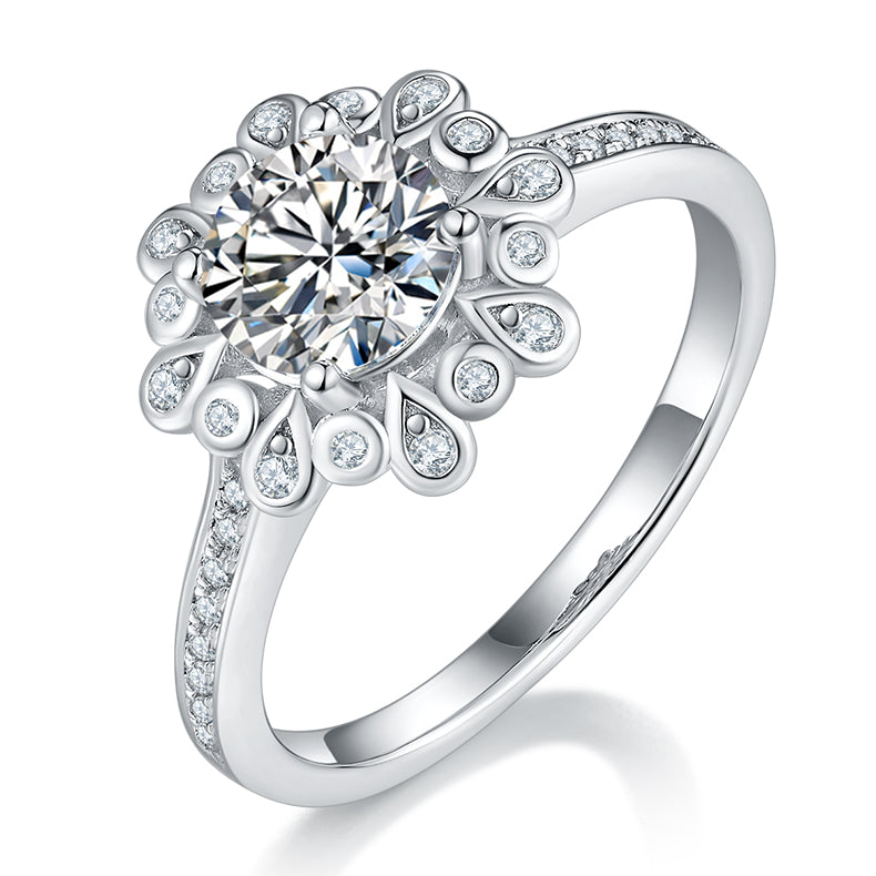 1.0 CT D Color Moissanite Ethereal Gown Ring in White Gold Plated Sterling Silver#0