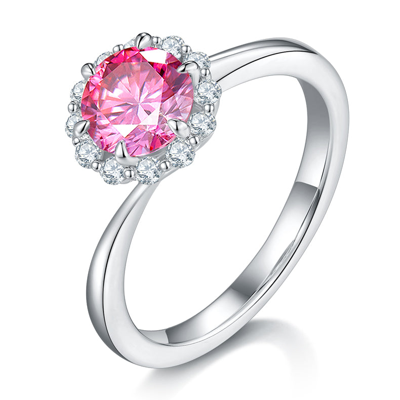 1.0 CT D Color Moissanite Fire of Love Ring in White Gold Plated Sterling Silver#2