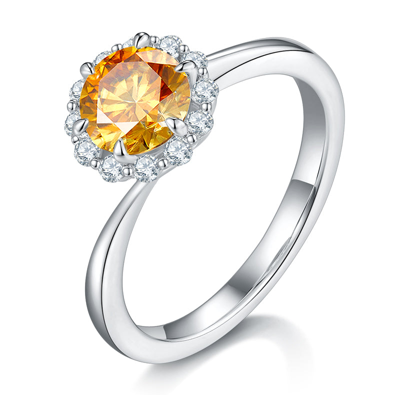 1.0 CT D Color Moissanite Fire of Love Ring in White Gold Plated Sterling Silver#1