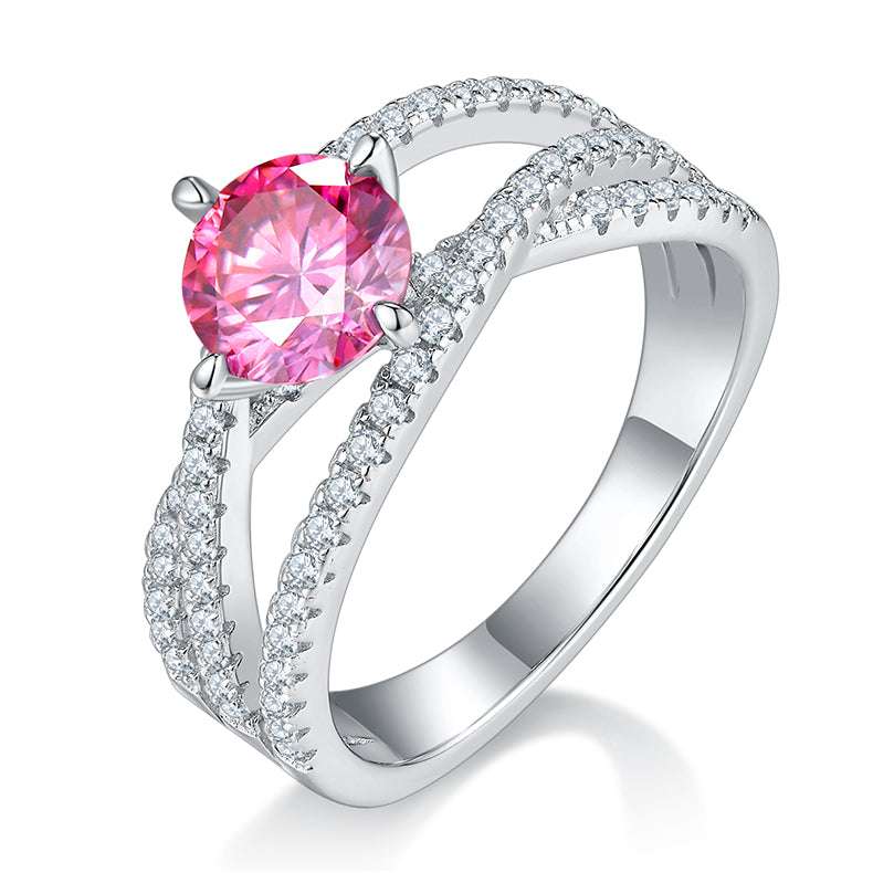 1.0 CT D Color Moissanite Past Present Future Ring in White Gold Plated Sterling Silver#2