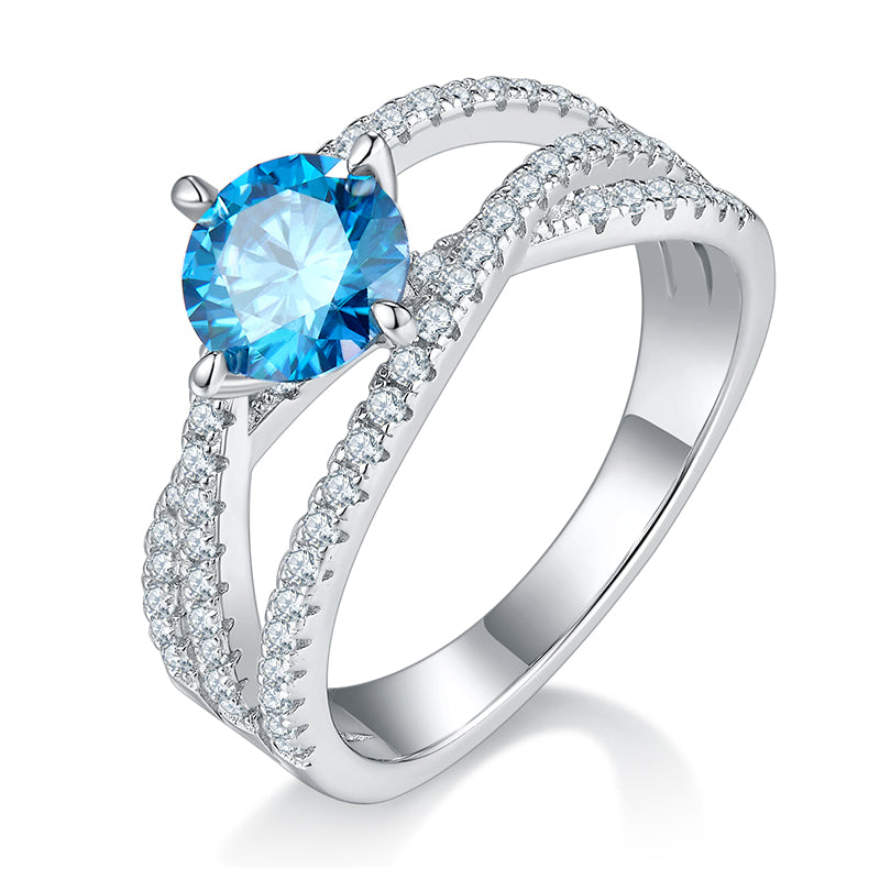 1.0 CT D Color Moissanite Past Present Future Ring in White Gold Plated Sterling Silver#3