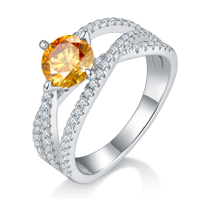 1.0 CT D Color Moissanite Past Present Future Ring in White Gold Plated Sterling Silver#1