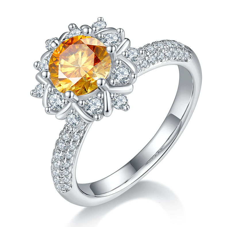 1.0 CT D Color Moissanite Phoenix Floral Ring in White Gold Plated Sterling Silver#1