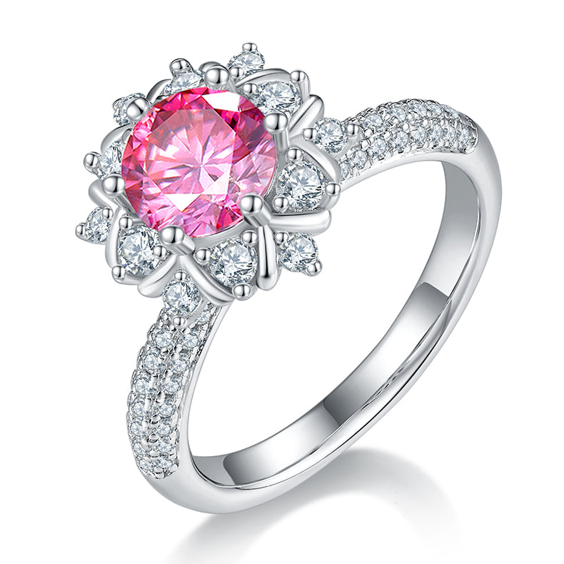 1.0 CT D Color Moissanite Phoenix Floral Ring in White Gold Plated Sterling Silver#2