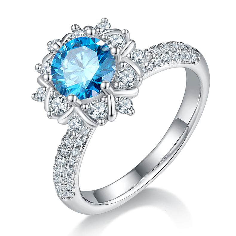1.0 CT D Color Moissanite Phoenix Floral Ring in White Gold Plated Sterling Silver#3