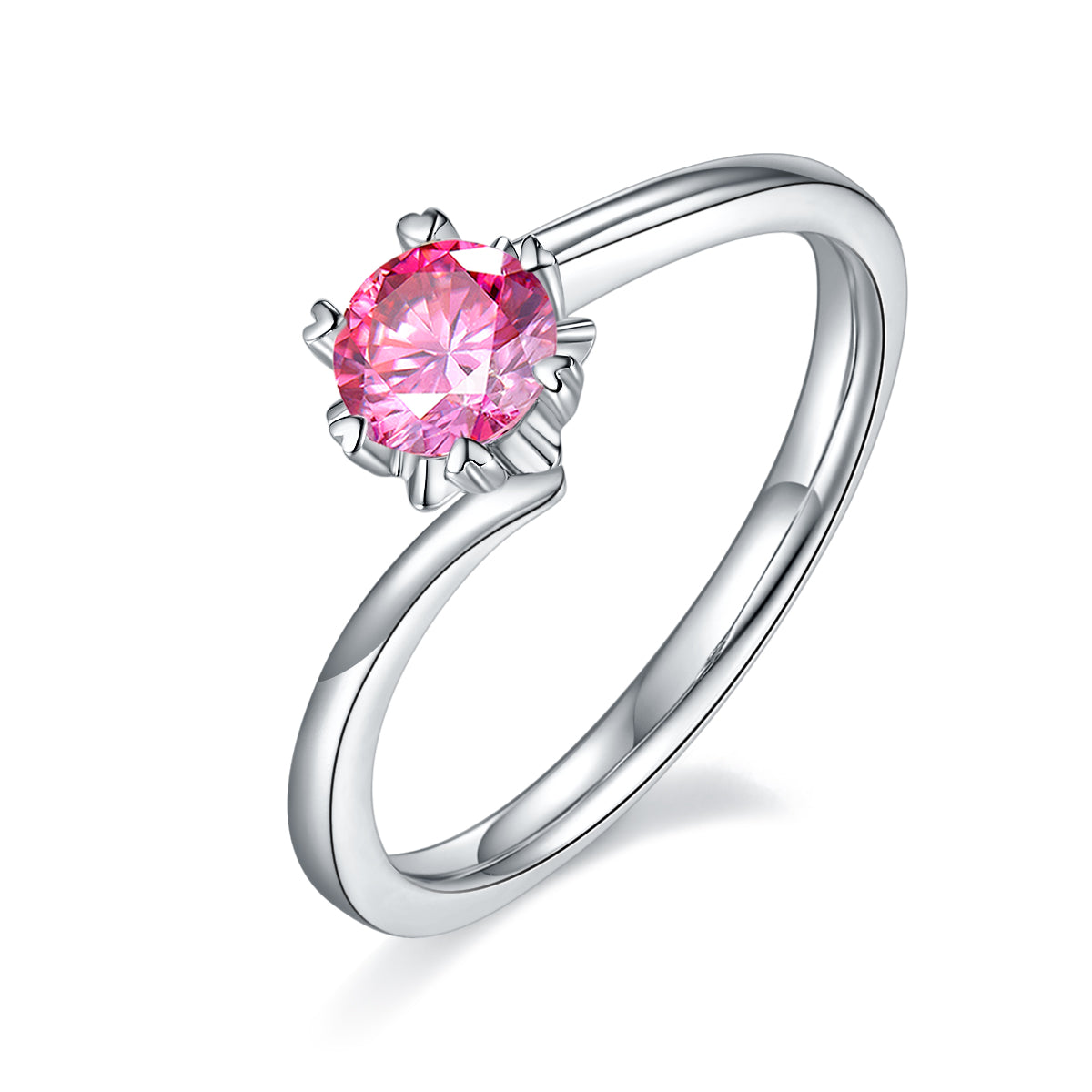 0.5 CT D Color Moissanite Classic Snowflake Twisted Shank Ring in White Gold Plated Sterling Silver#2