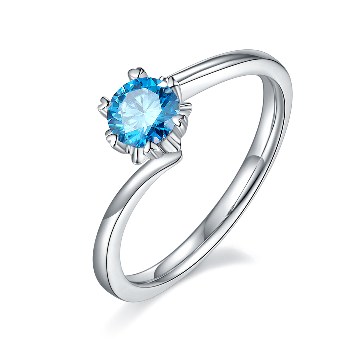 0.5 CT D Color Moissanite Classic Snowflake Twisted Shank Ring in White Gold Plated Sterling Silver#3