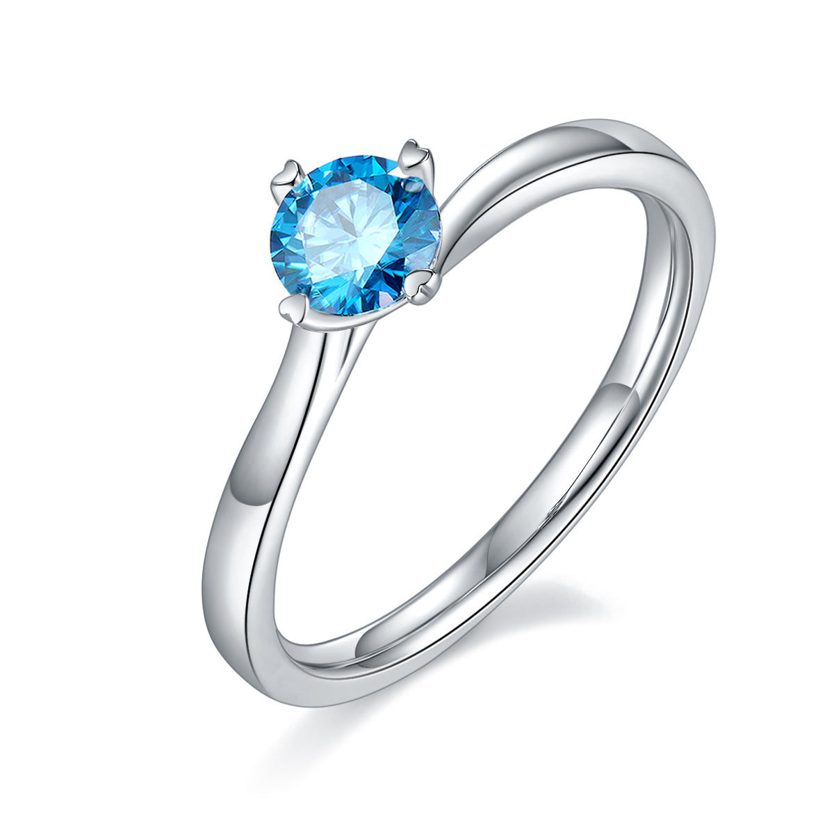 0.5 CT D Color Moissanite 4-Prong Twisted Shank Ring in White Gold Plated Sterling Silver#3
