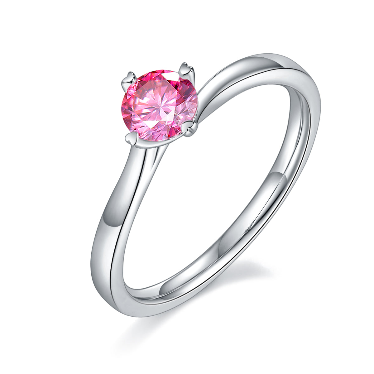 0.5 CT D Color Moissanite 4-Prong Twisted Shank Ring in White Gold Plated Sterling Silver#2