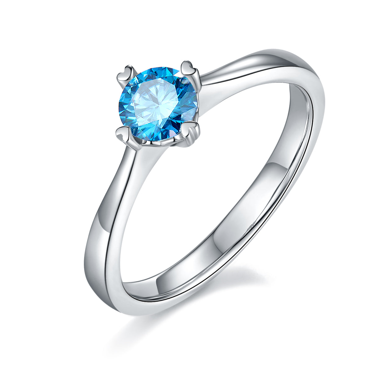 0.5 CT D Color Moissanite Interlocking Hearts Straight Shank Ring in White Gold Plated Sterling Silver#3