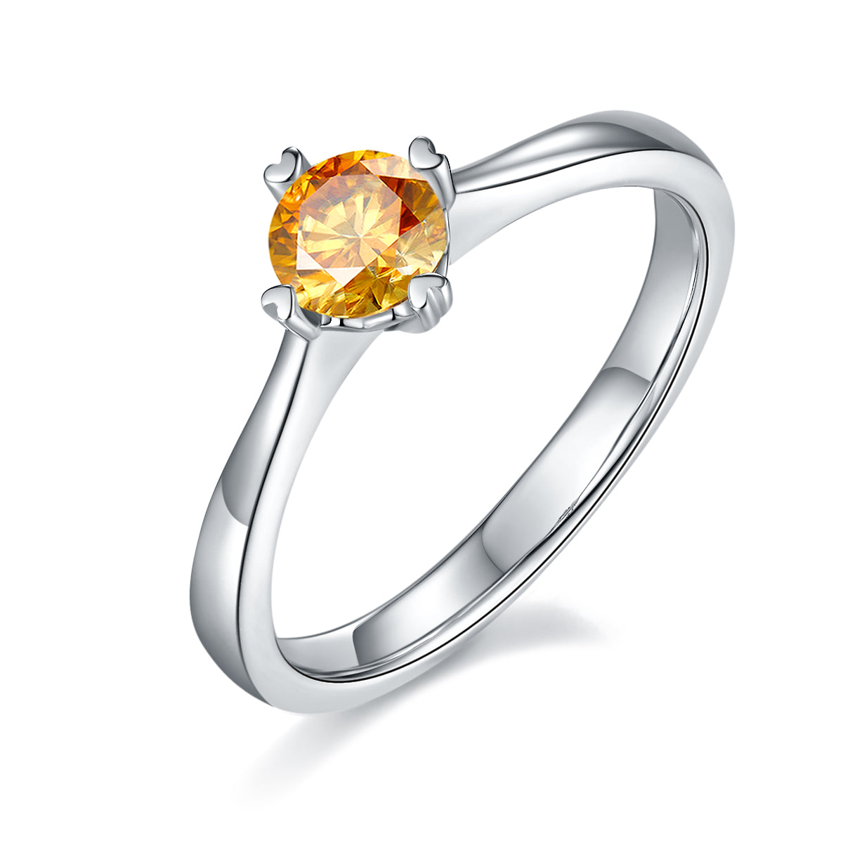0.5 CT D Color Moissanite Interlocking Hearts Straight Shank Ring in White Gold Plated Sterling Silver#1