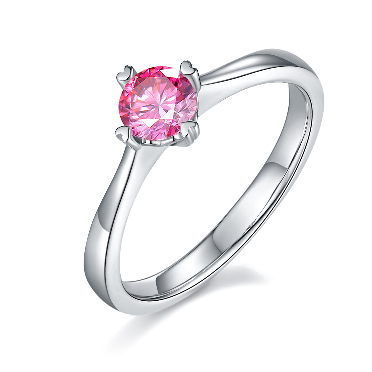 0.5 CT D Color Moissanite Interlocking Hearts Straight Shank Ring in White Gold Plated Sterling Silver#2