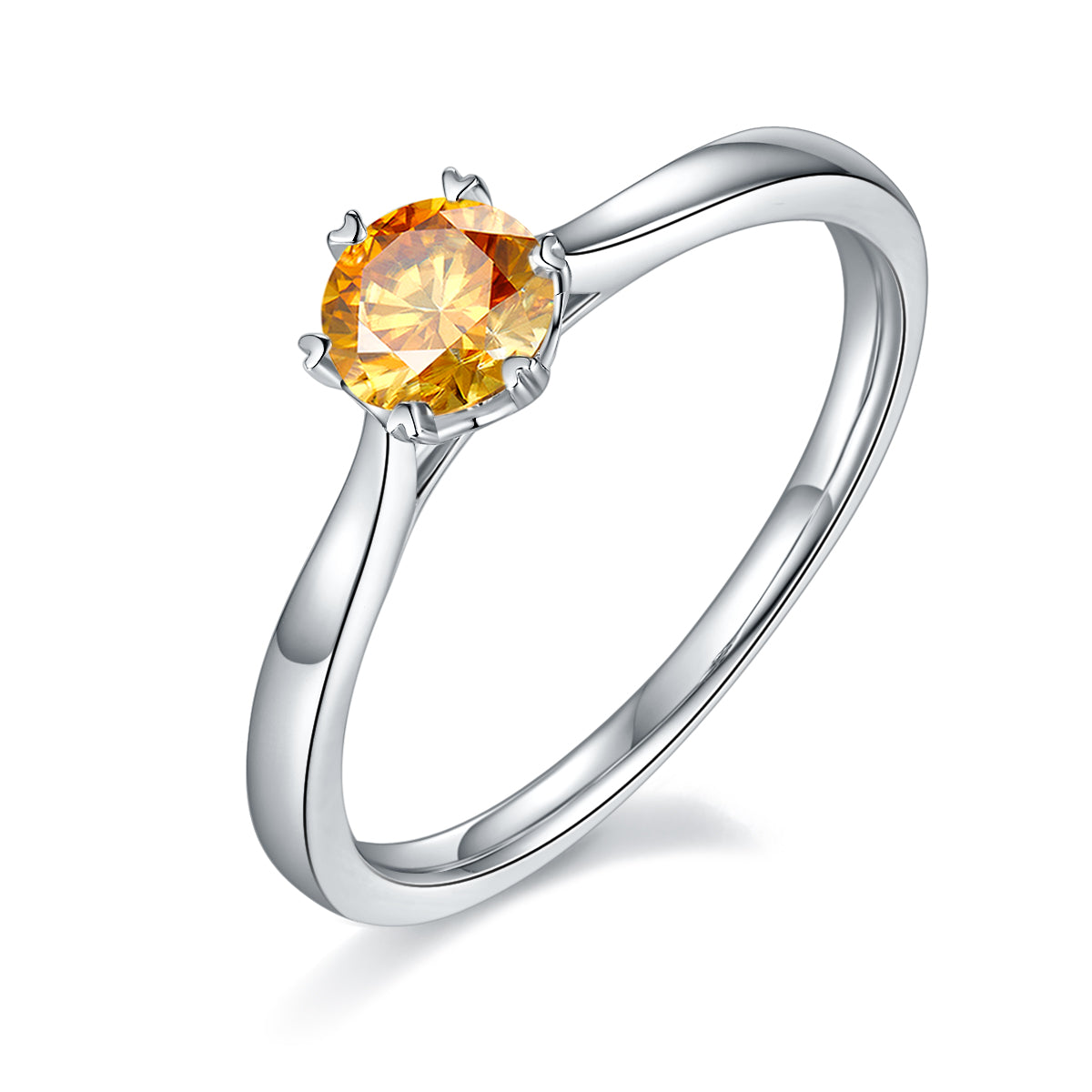 0.5 CT D Color Moissanite 6-Prong Double Layer Straight Shank Ring in White Gold Plated Sterling Silver#1