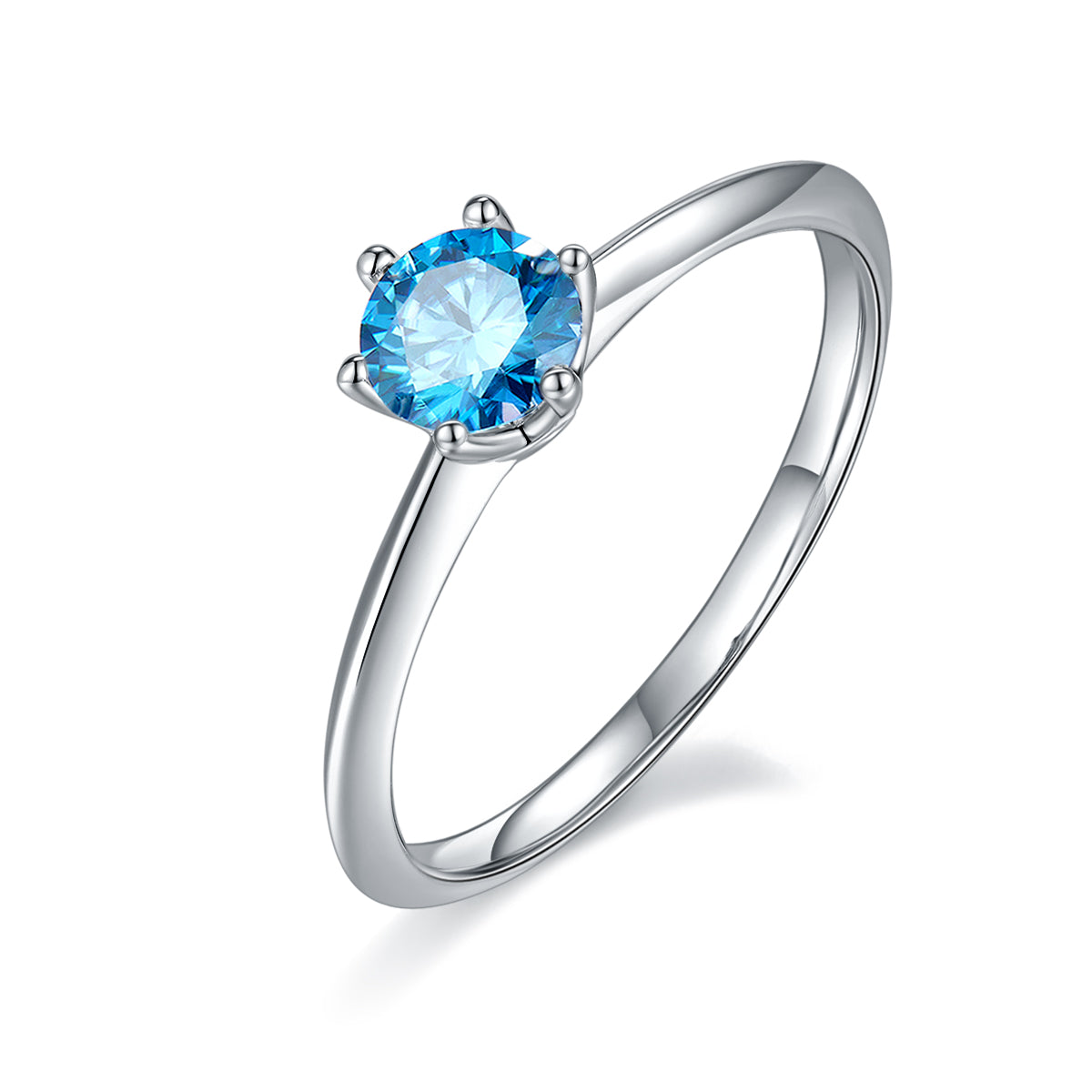 0.5 CT D Color Moissanite 6-Prong Classic Straight Shank Ring in White Gold Plated Sterling Silver#3
