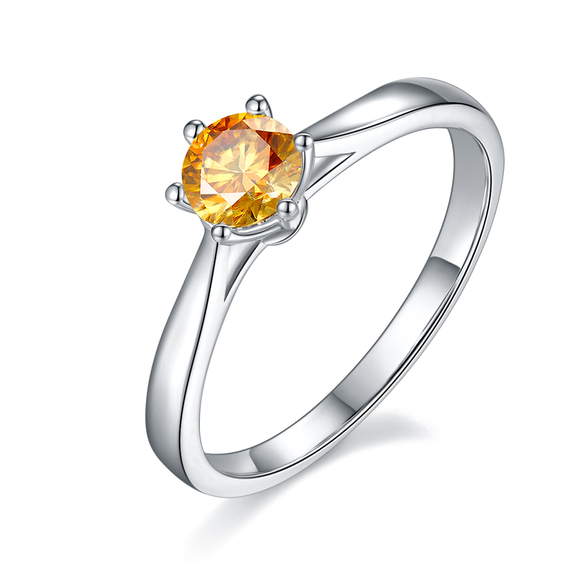 0.5 CT D Color Moissanite 6-Prong Classic Straight Shank Ring in White Gold Plated Sterling Silver#1