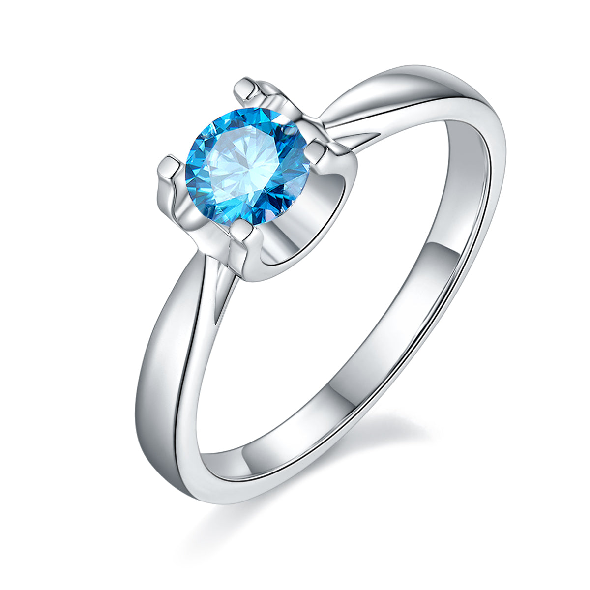 0.5 CT D Color Moissanite Peg Head Double Layer Straight Shank Ring in White Gold Plated Sterling Silver#3