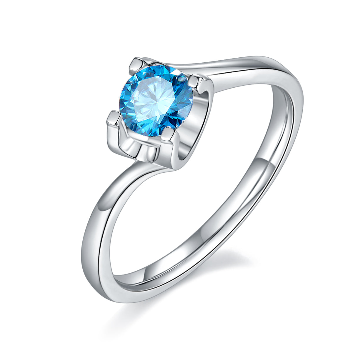 0.5 CT D Color Moissanite Peg Head Twisted Shank Ring in White Gold Plated Sterling Silver#3