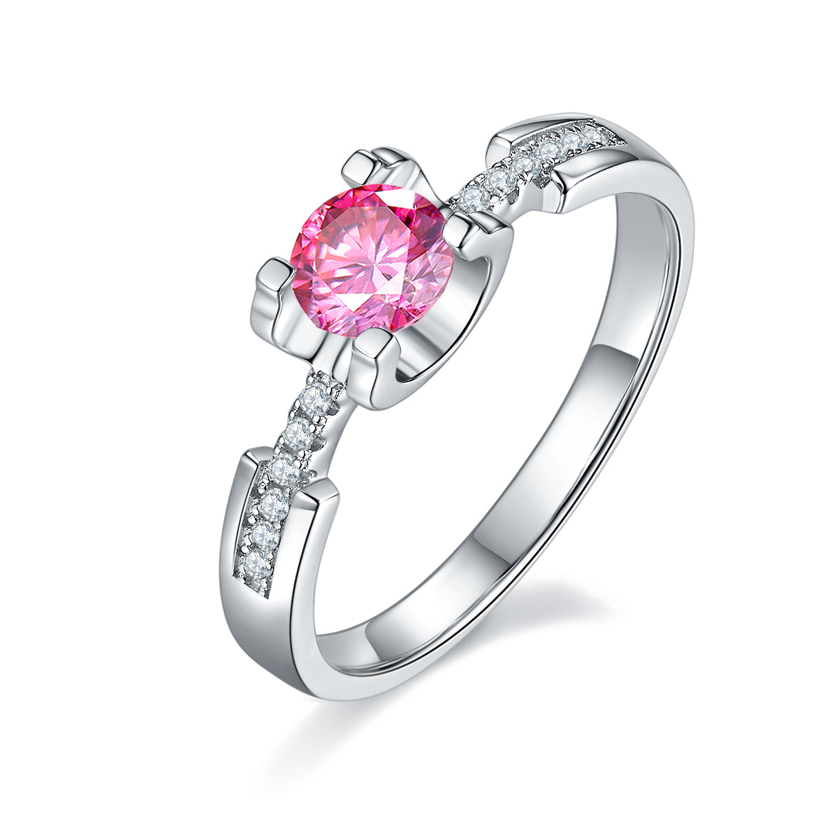 0.5 CT D Color Moissanite Pave Peg Head Hourglass Ring in White Gold Plated Sterling Silver#2