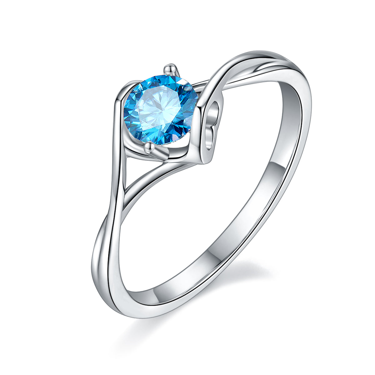 0.5 CT D Color Moissanite Angel Kiss Twisted Shank Ring in White Gold Plated Sterling Silver#3