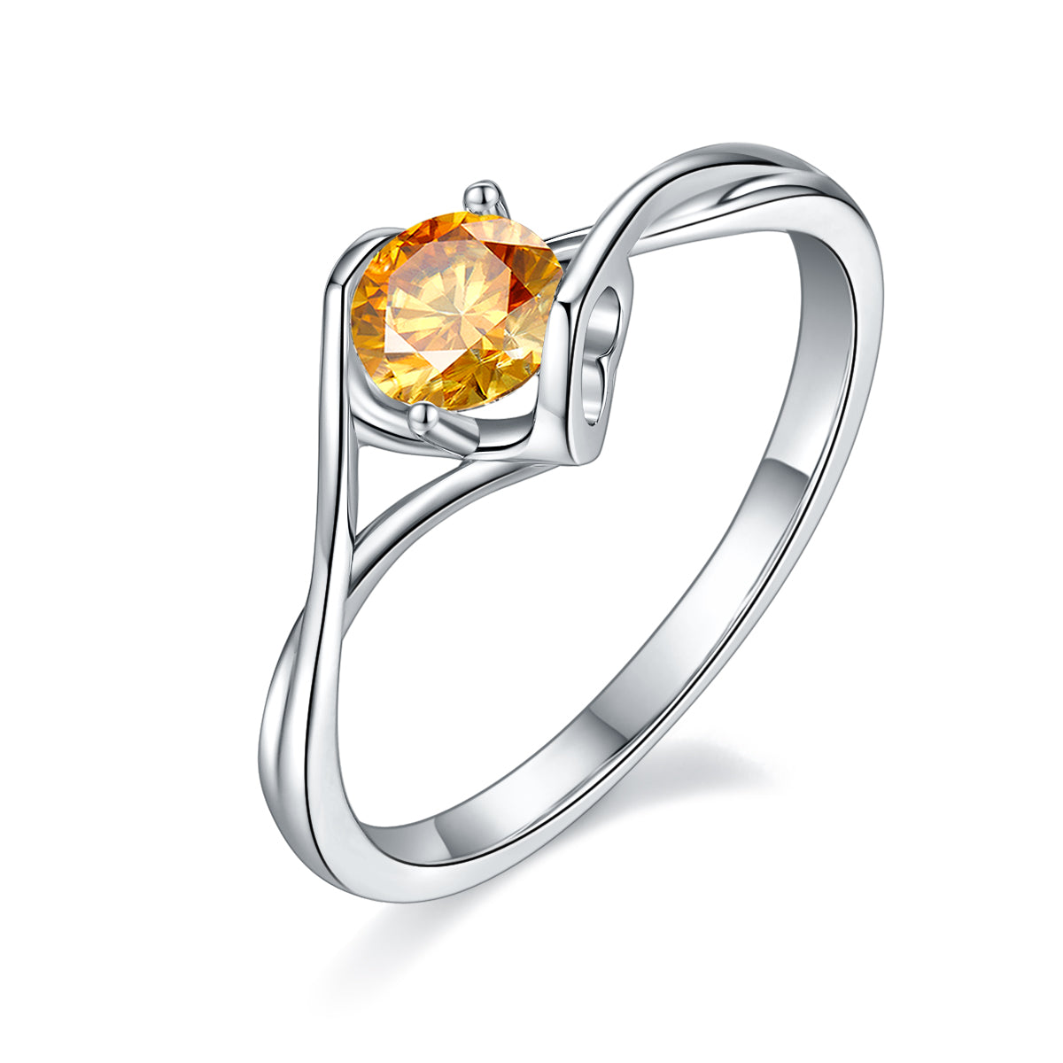 0.5 CT D Color Moissanite Angel Kiss Twisted Shank Ring in White Gold Plated Sterling Silver#1
