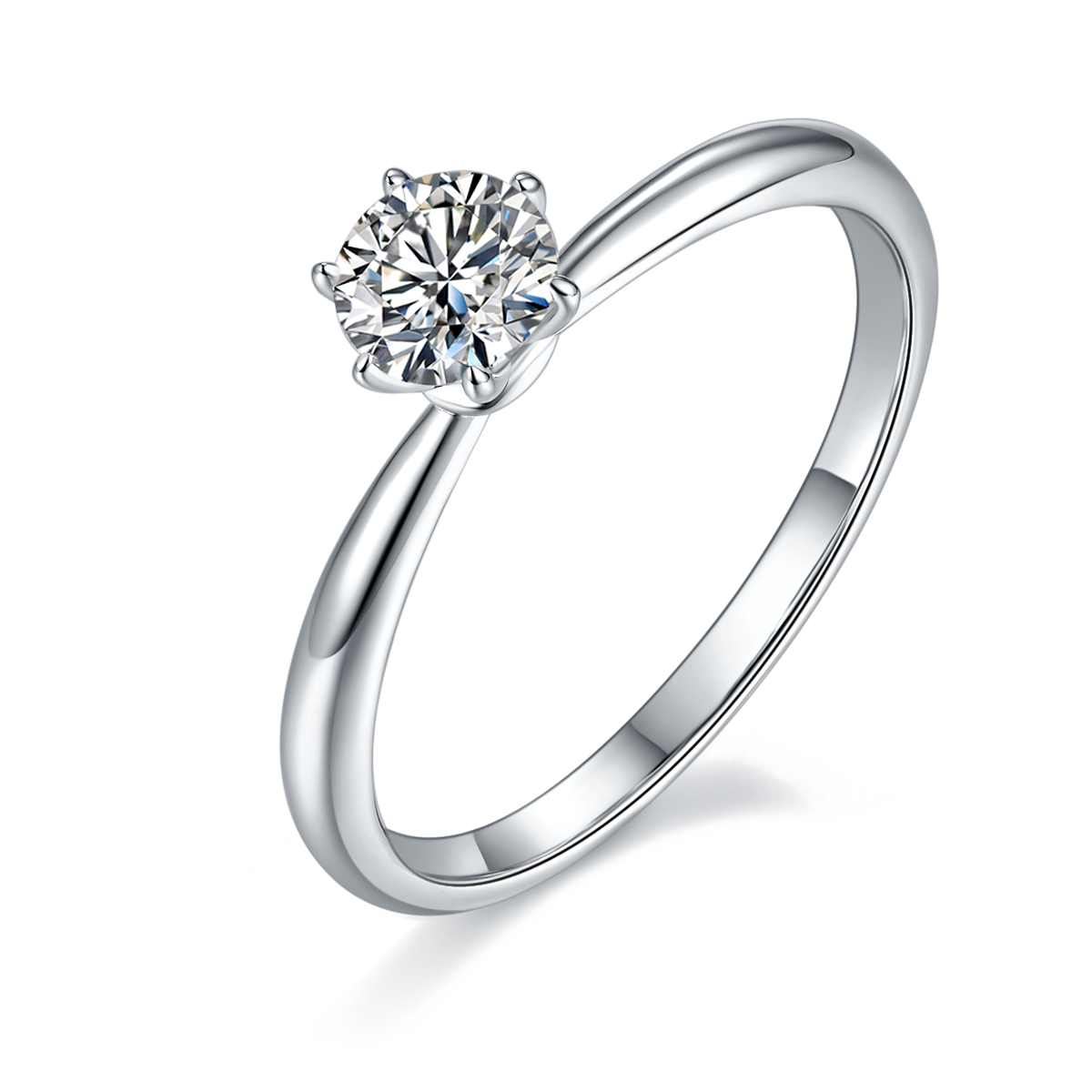 0.5 CT D Color Moissanite Halo Plain Shank Ring in White Gold Plated Sterling Silver#0