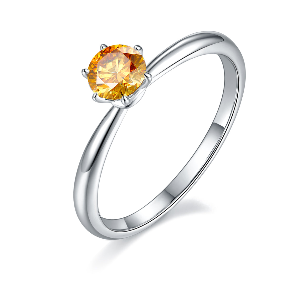 0.5 CT D Color Moissanite Halo Plain Shank Ring in White Gold Plated Sterling Silver#1