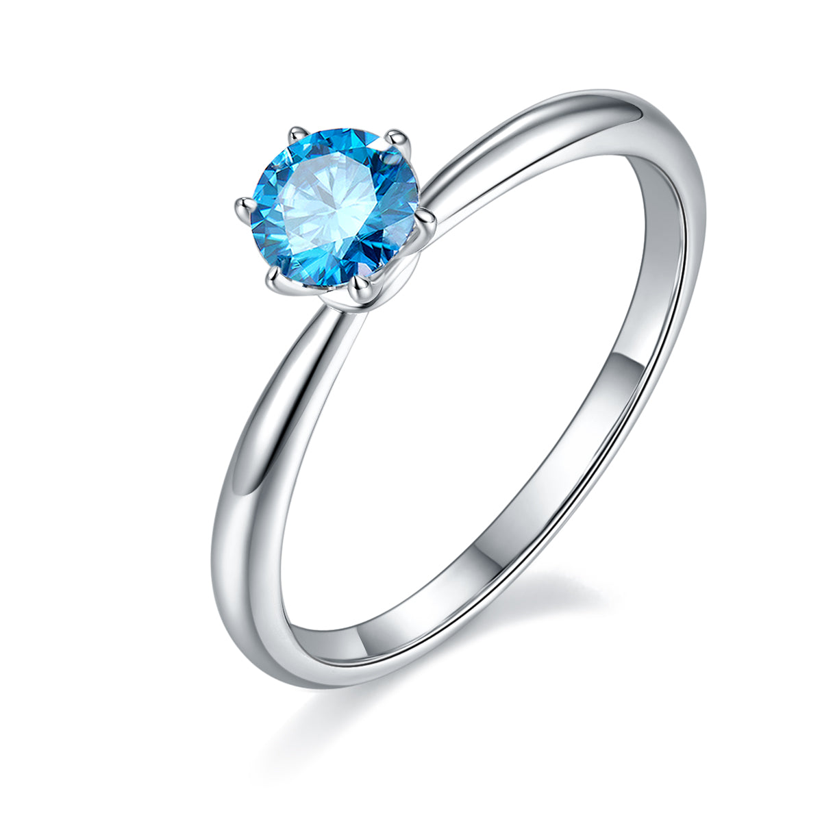 0.5 CT D Color Moissanite Halo Plain Shank Ring in White Gold Plated Sterling Silver#3