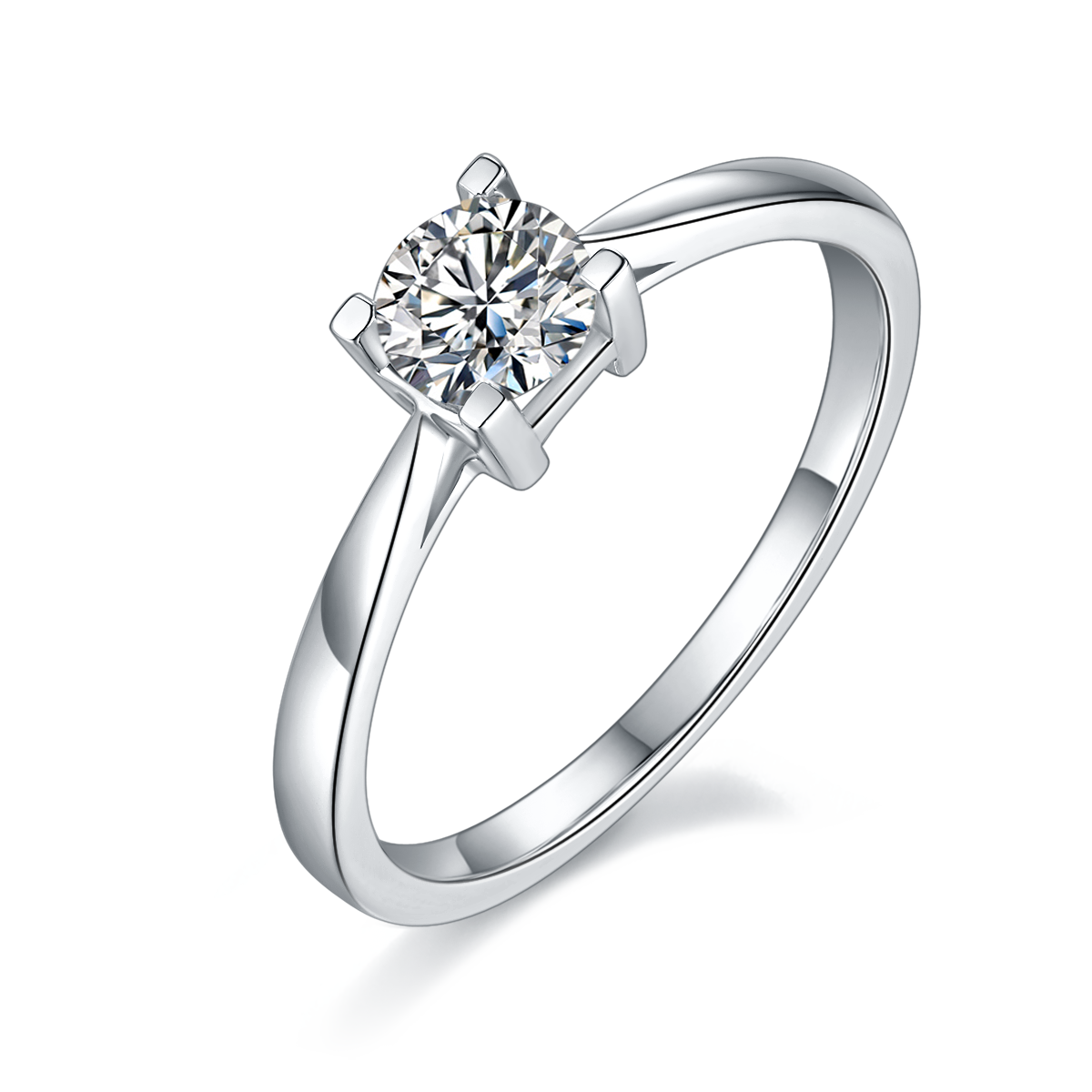 0.5 CT D Color Moissanite Classic Luxury Letter Straight Shank Ring in White Gold Plated Sterling Silver#0