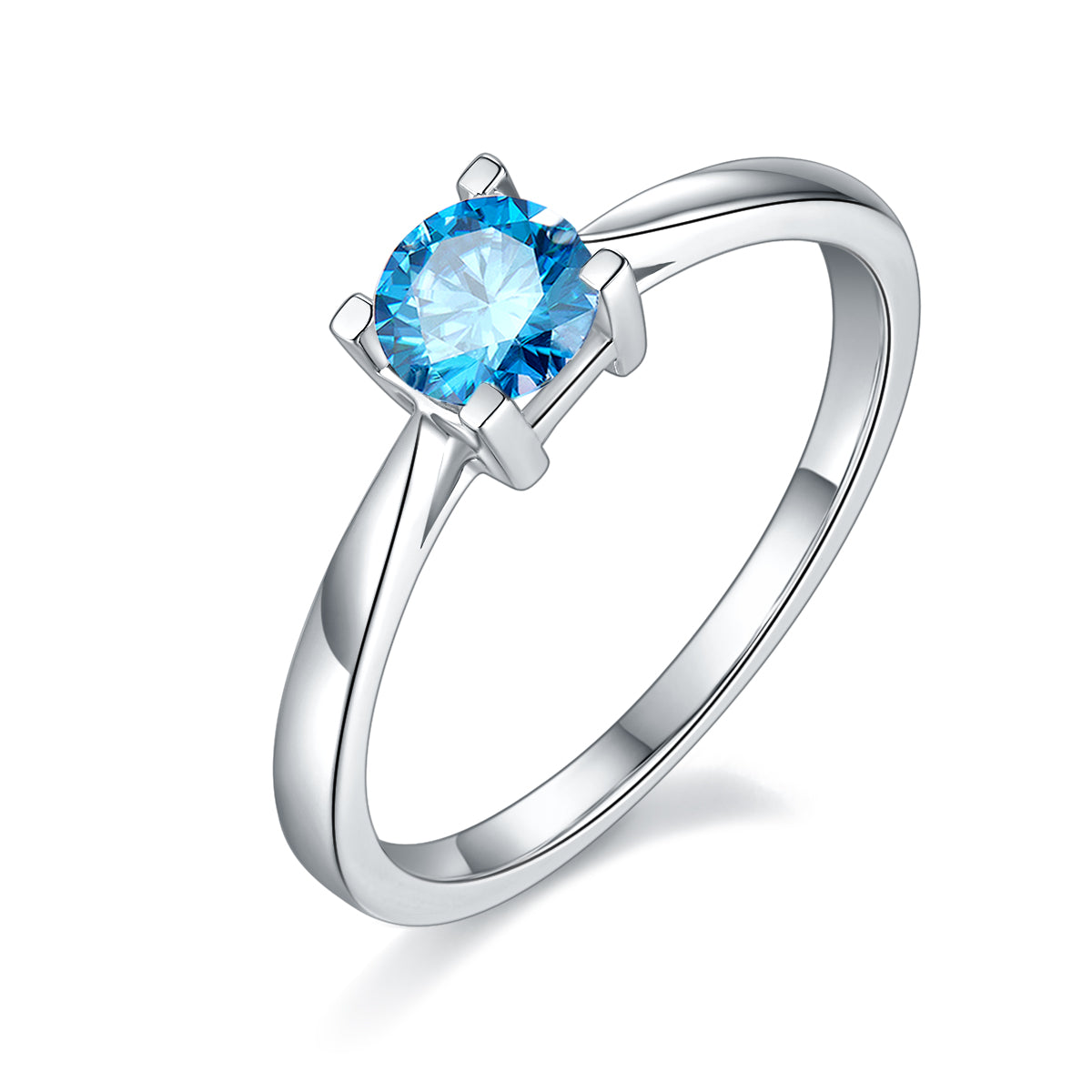 0.5 CT D Color Moissanite Classic Luxury Letter Straight Shank Ring in White Gold Plated Sterling Silver#3