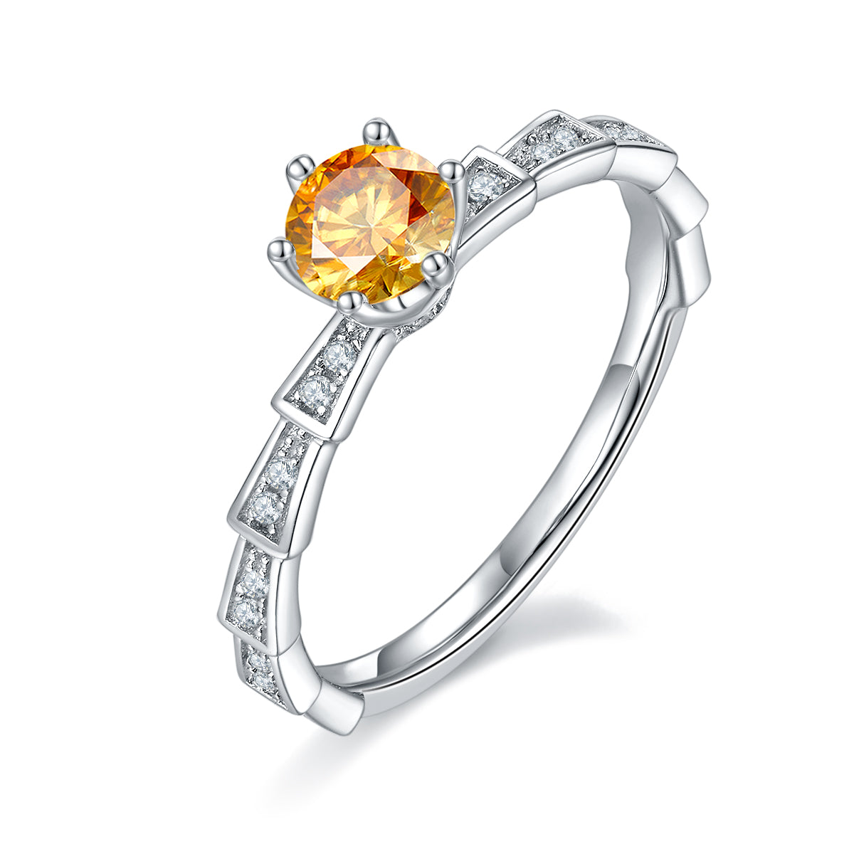 0.5 CT D Color Moissanite Pave Mechanical Snake Ring in White Gold Plated Sterling Silver#1