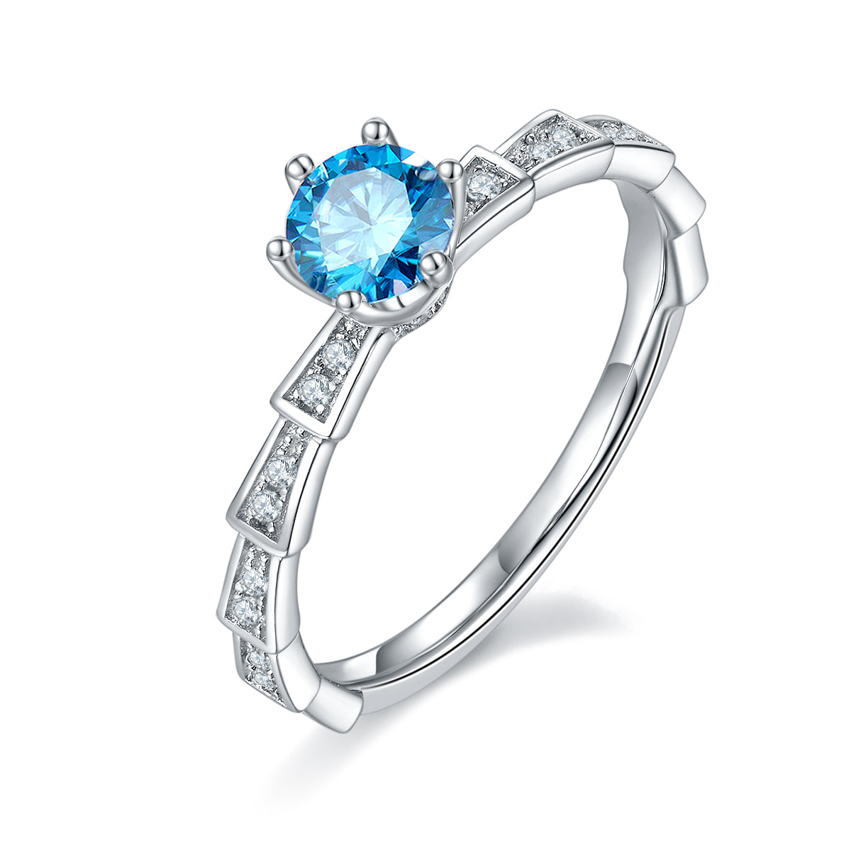 0.5 CT D Color Moissanite Pave Mechanical Snake Ring in White Gold Plated Sterling Silver#3