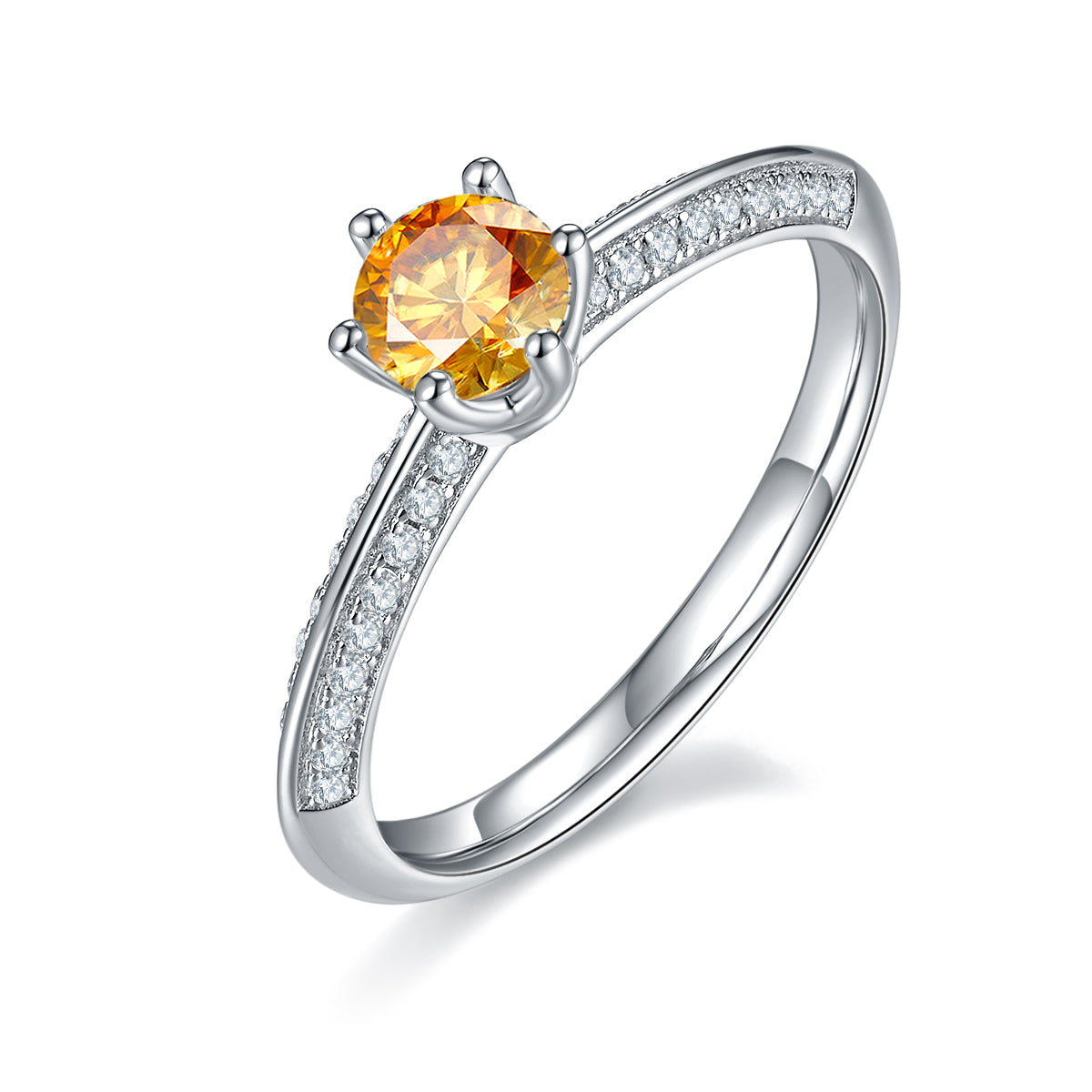 0.5 CT D Color Moissanite Majestic Halo Straight Shank Ring in White Gold Plated Sterling Silver#1