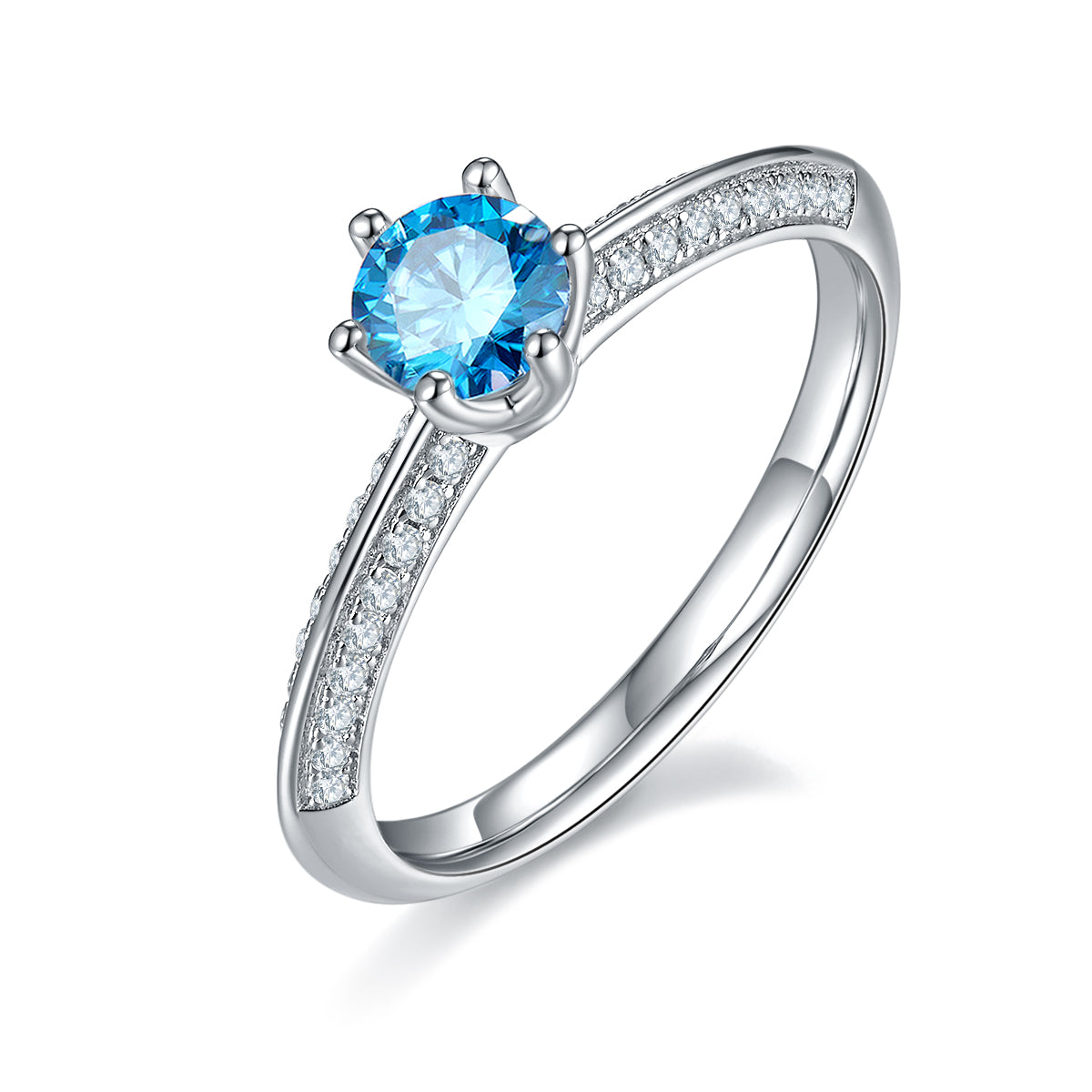 0.5 CT D Color Moissanite Majestic Halo Straight Shank Ring in White Gold Plated Sterling Silver#3