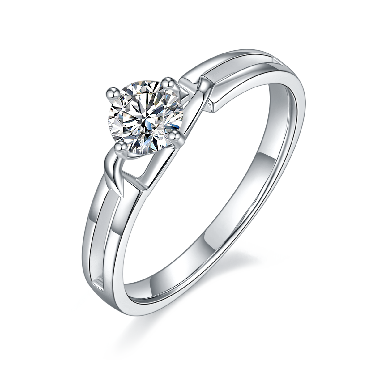 0.5 CT D Color Moissanite Bowknot Twisted Shank Ring in White Gold Plated Sterling Silver#0